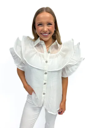 LBLOX Dramatic Sleeve Blouse - White