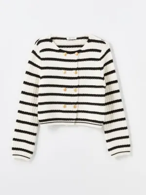 LCW Vision

Black Striped Crew Neck Striped Women's Knitwear Cardigan