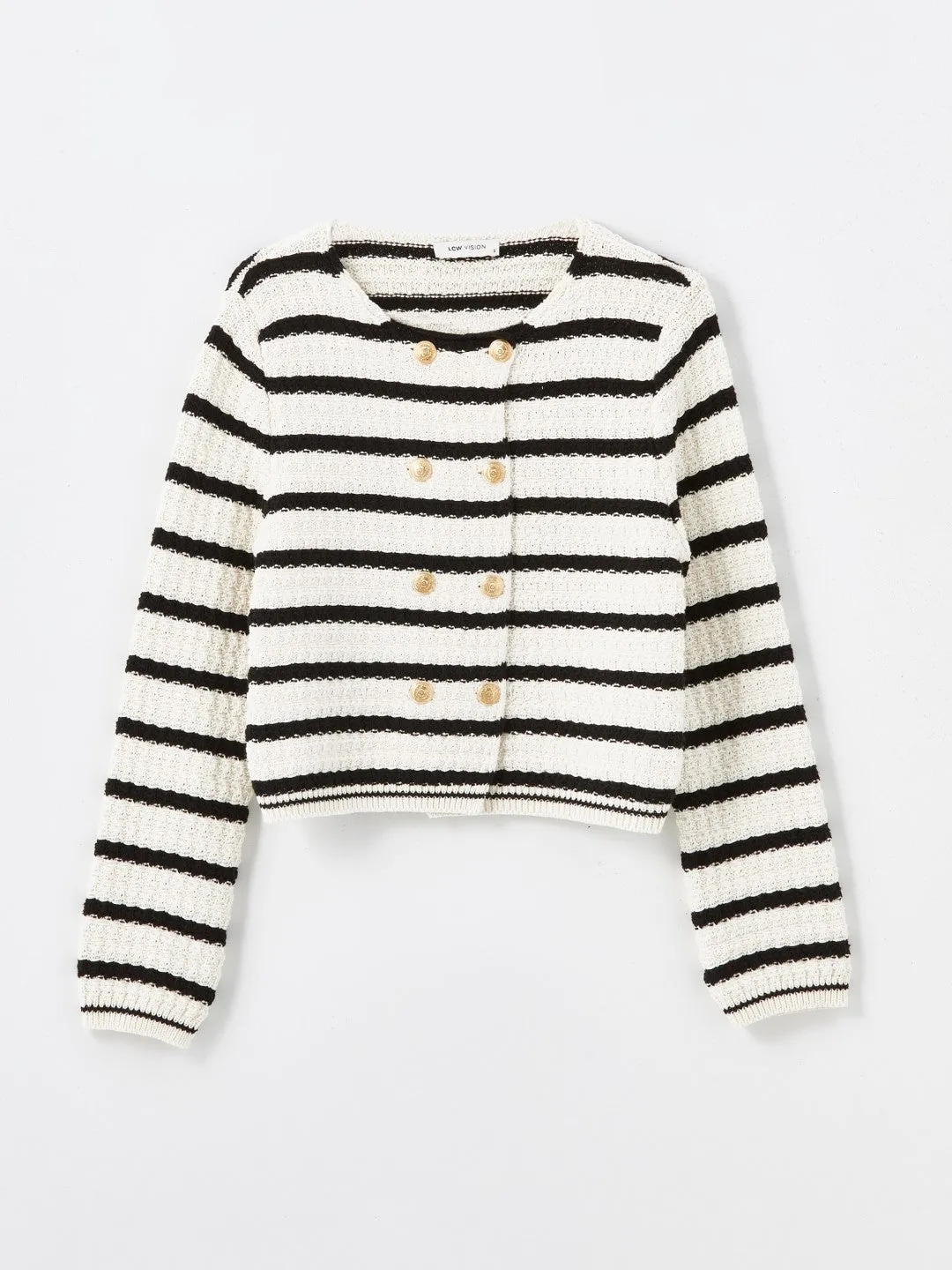 LCW Vision

Black Striped Crew Neck Striped Women's Knitwear Cardigan