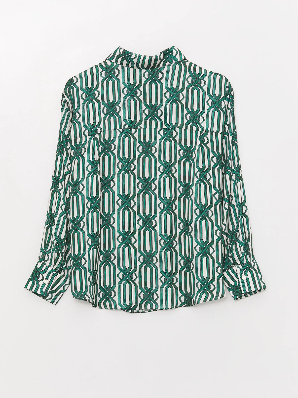 LCW Vision Patterned Long Sleeve Oversize Women's Satin Shirt