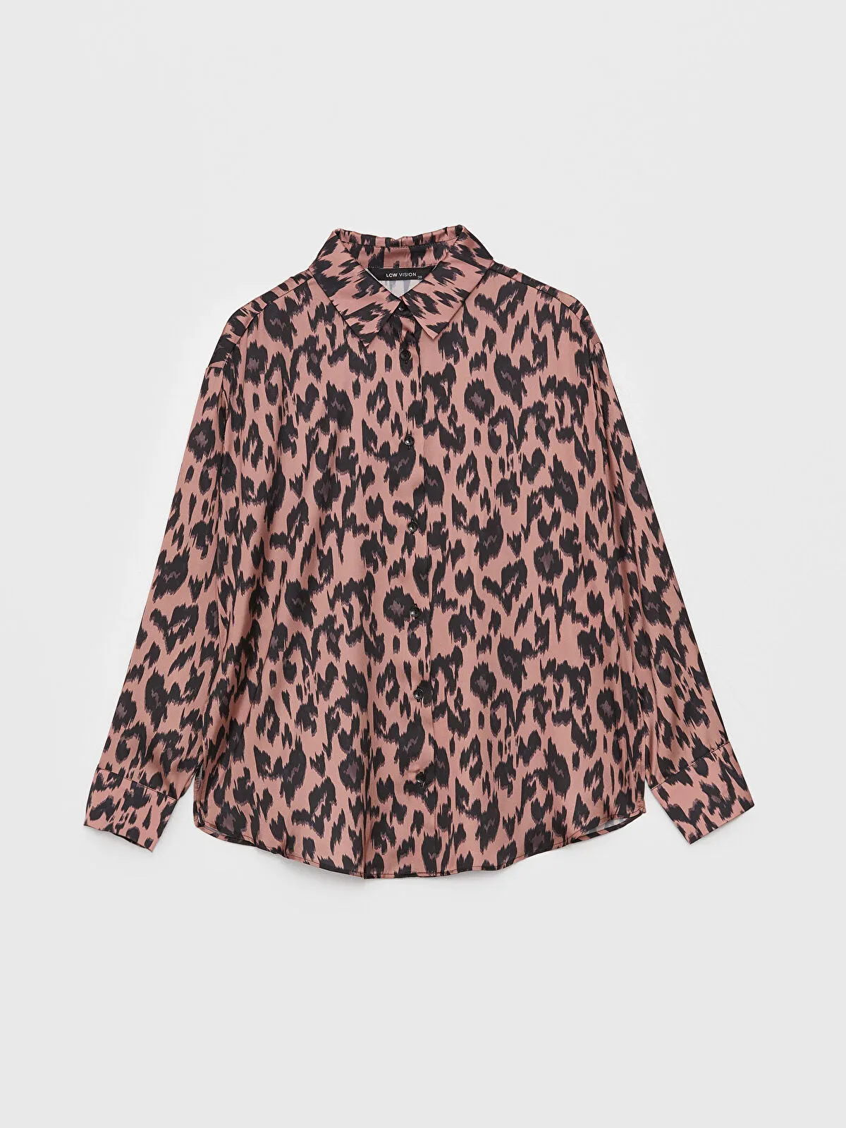 LCW Vision Patterned Long Sleeve Oversize Women's Satin Shirt