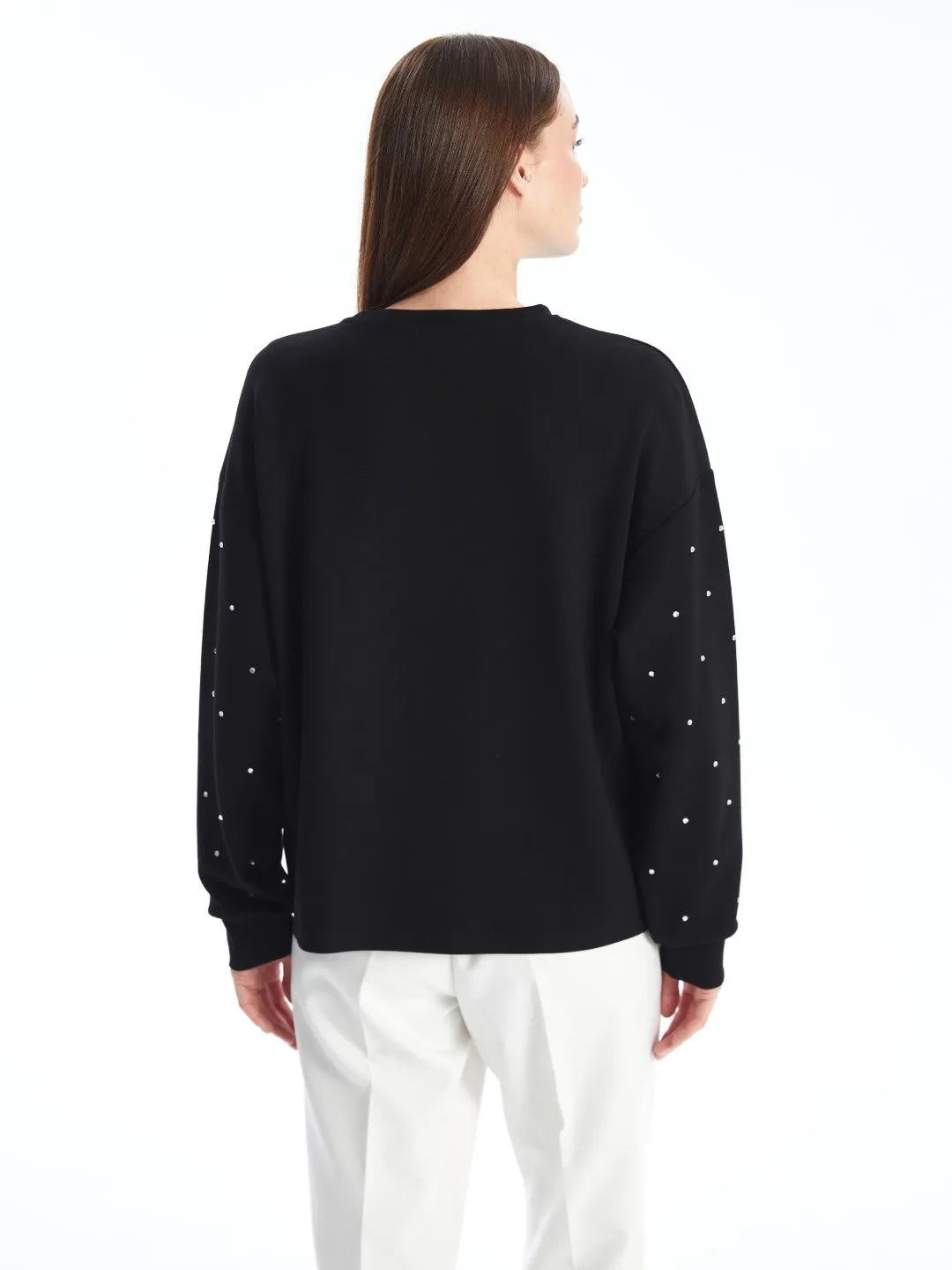 LCWAIKIKI Basic

New Black Crew Neck Shiny Stone Printed Long Sleeve Women's Blouse