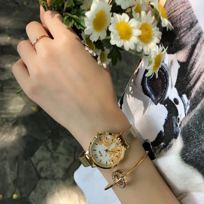 Leisure Flower Pattern Women's Watch
