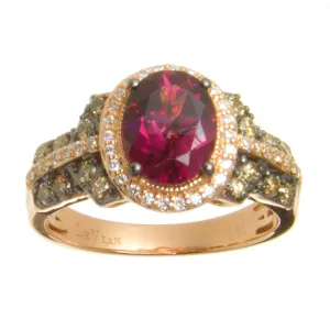 LeVian Rhodolite Garnet Chocolate & White Diamond Ring