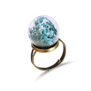 Light Blue Gypsophila & Crystal Blossom Dome Ring
