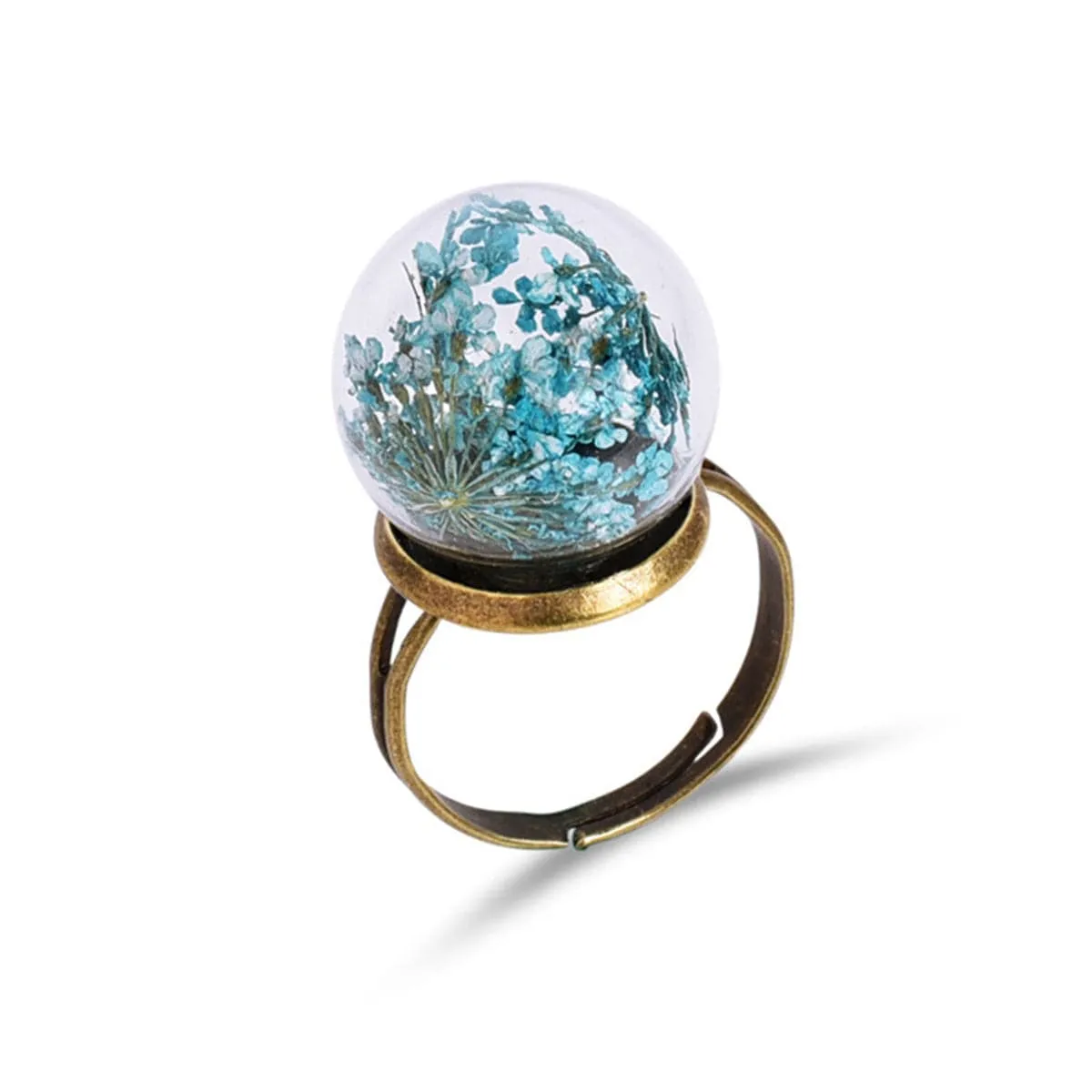 Light Blue Gypsophila & Crystal Blossom Dome Ring