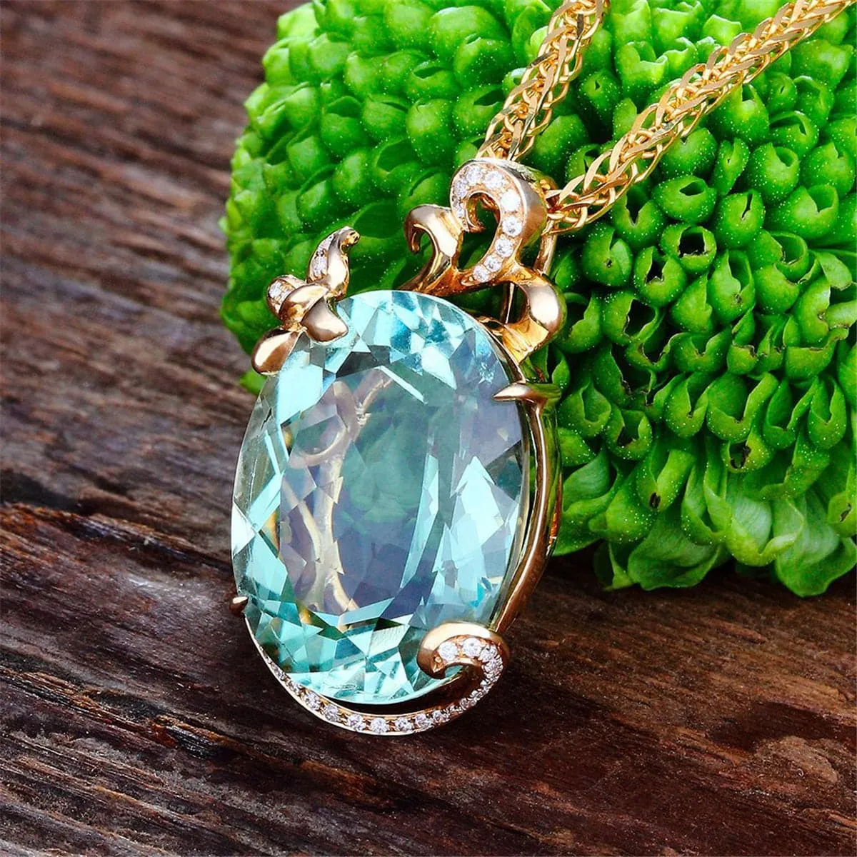 Light Green Crystal & Cubic Zirconia Butterfly Pendant Necklace
