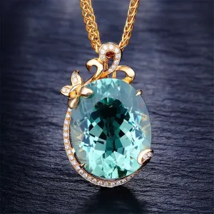 Light Green Crystal & Cubic Zirconia Butterfly Pendant Necklace