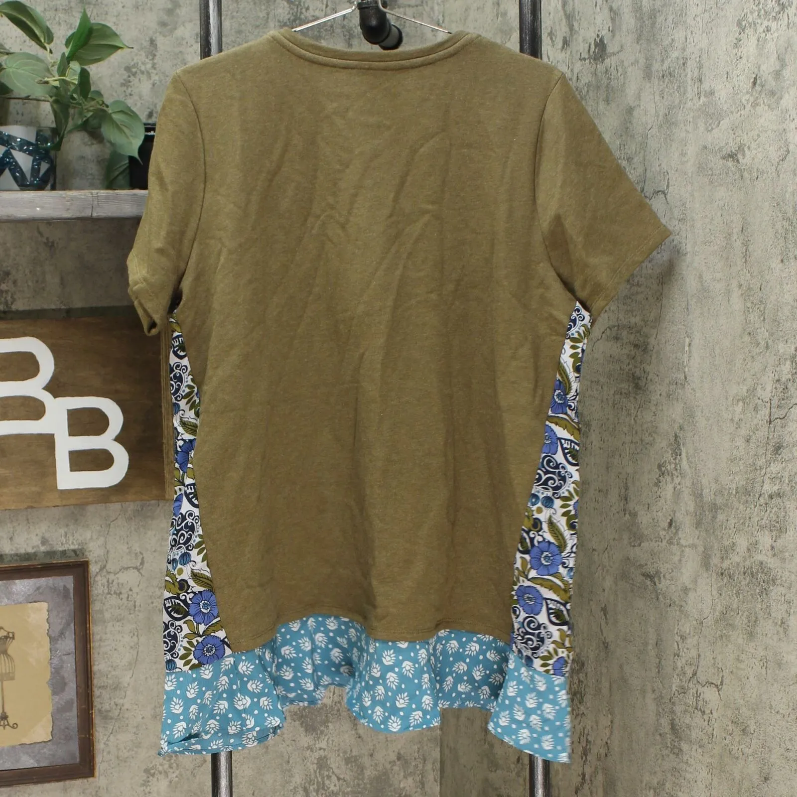 LOGO by Lori Goldstein Women's Classic French Terry Top with Woven Panels
