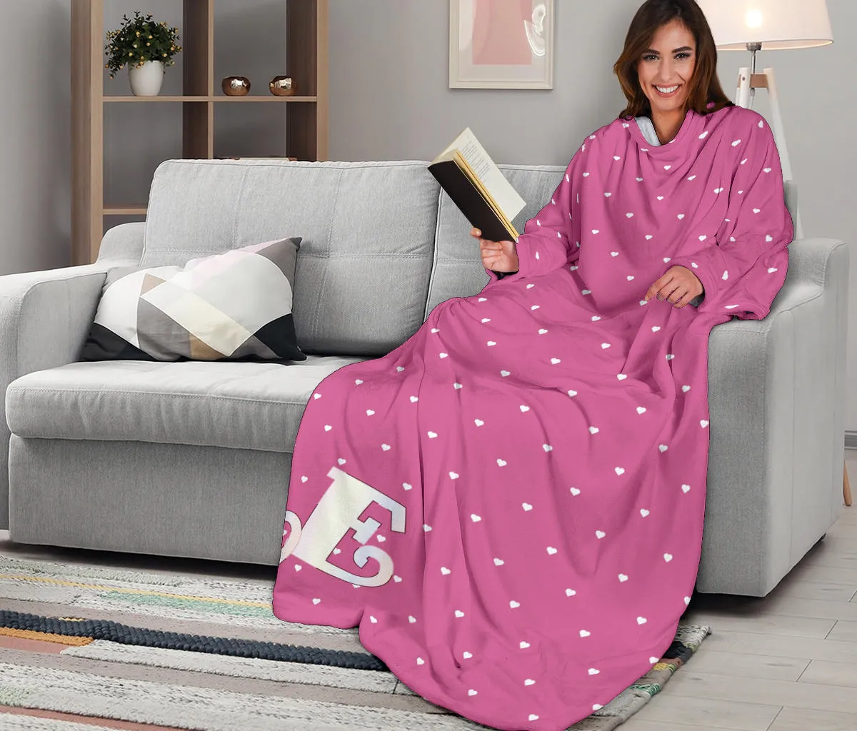 Love Motif Adult Sleeve Blanket