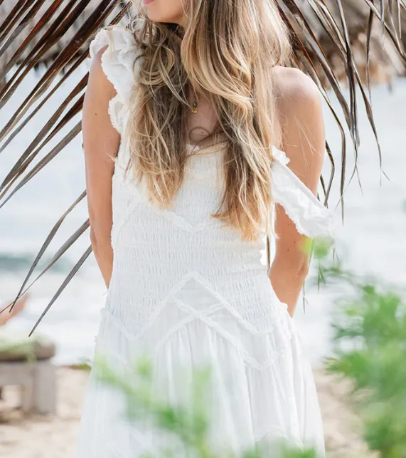 Love Shack Fancy Brin Dress - Bright White
