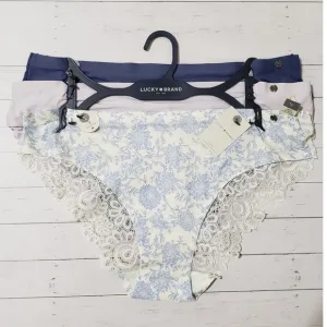 Lucky Brand Women's Micro Lace Panties Bikini Briefs 3 Pairs XL NWT