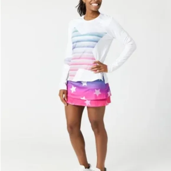 Lucky in Love Women's Long Star Bright Skort NWT