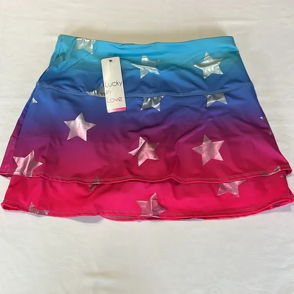 Lucky in Love Women's Long Star Bright Skort NWT