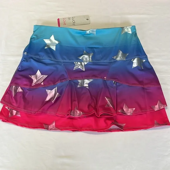 Lucky in Love Women's Long Star Bright Skort NWT