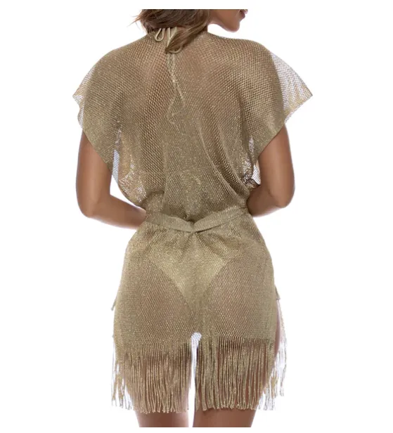 Luli Fama Finge Short Caftan - Gold Rush