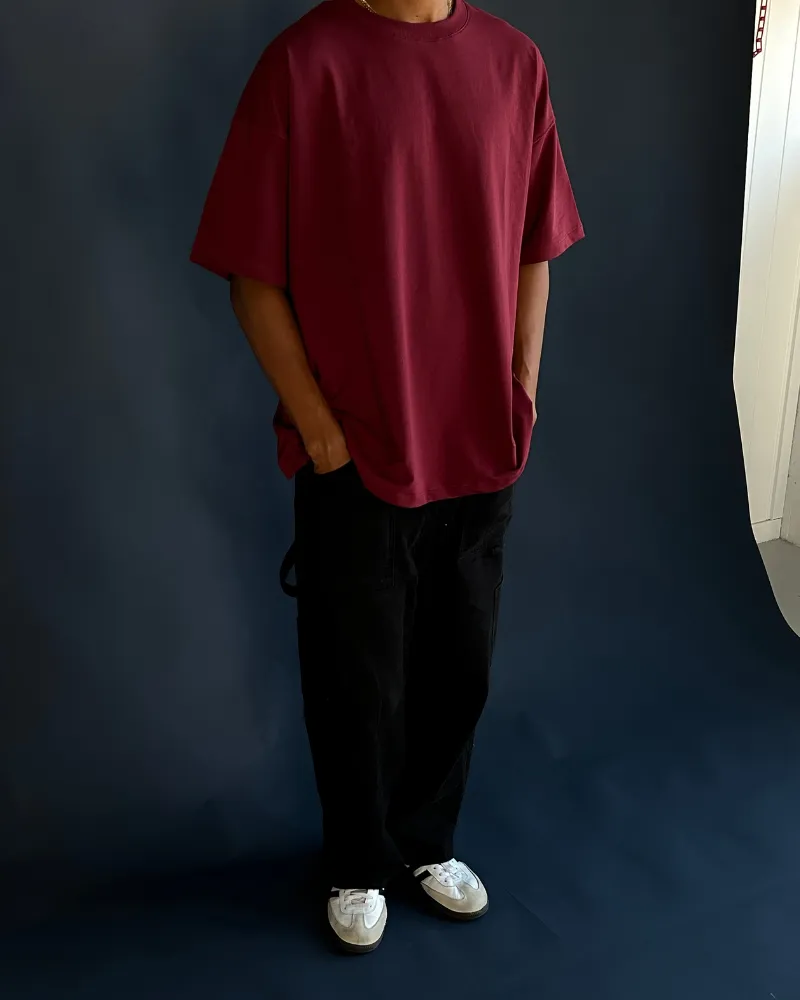 Luxe Oversized Tee - Maroon