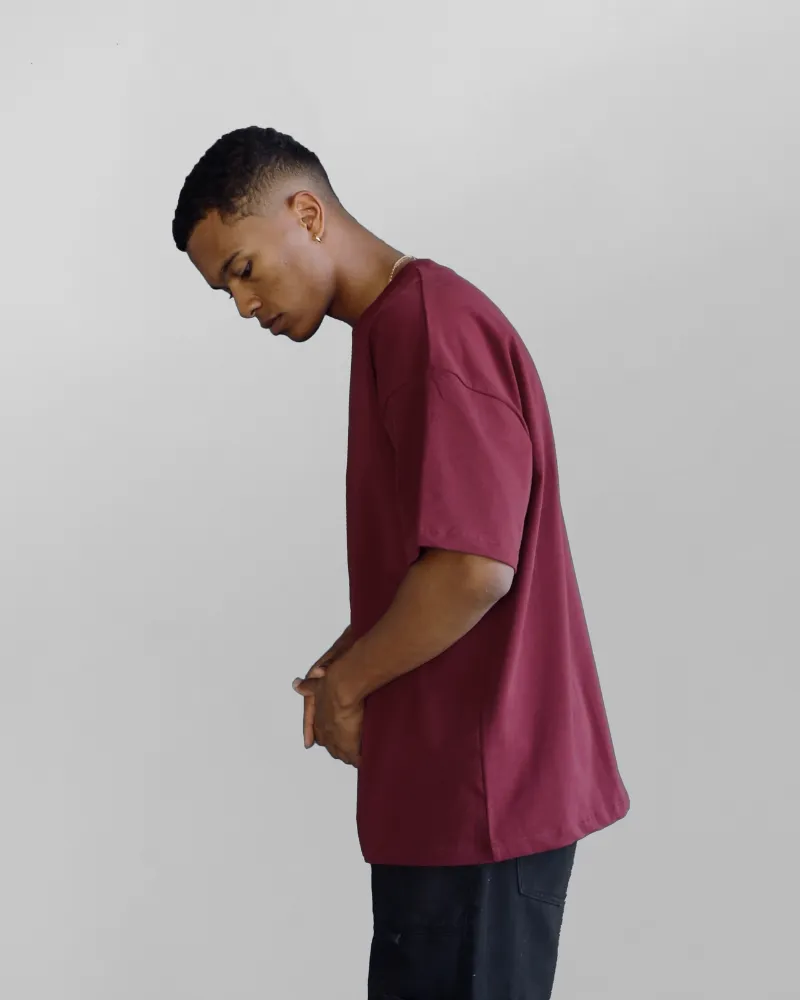 Luxe Oversized Tee - Maroon