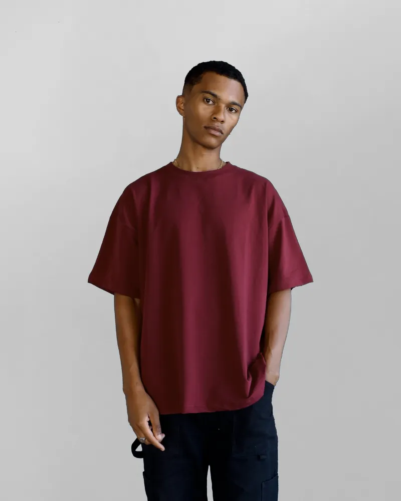 Luxe Oversized Tee - Maroon