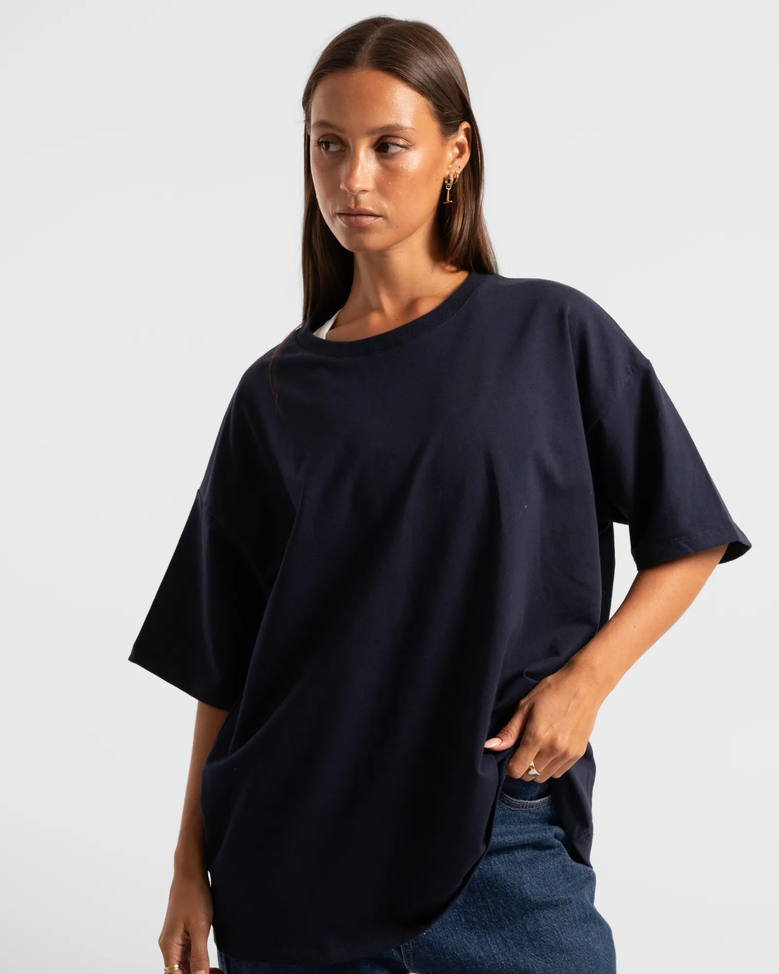 Luxe Oversized Tee - Navy