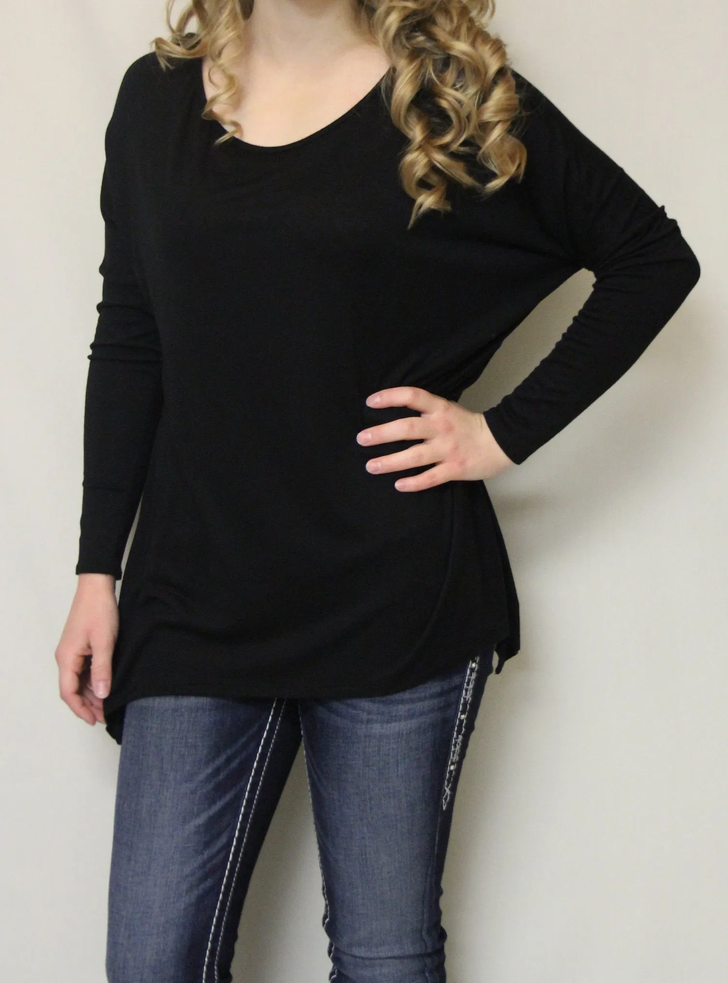 Luxe USA | Slouchy Dolman Top Black