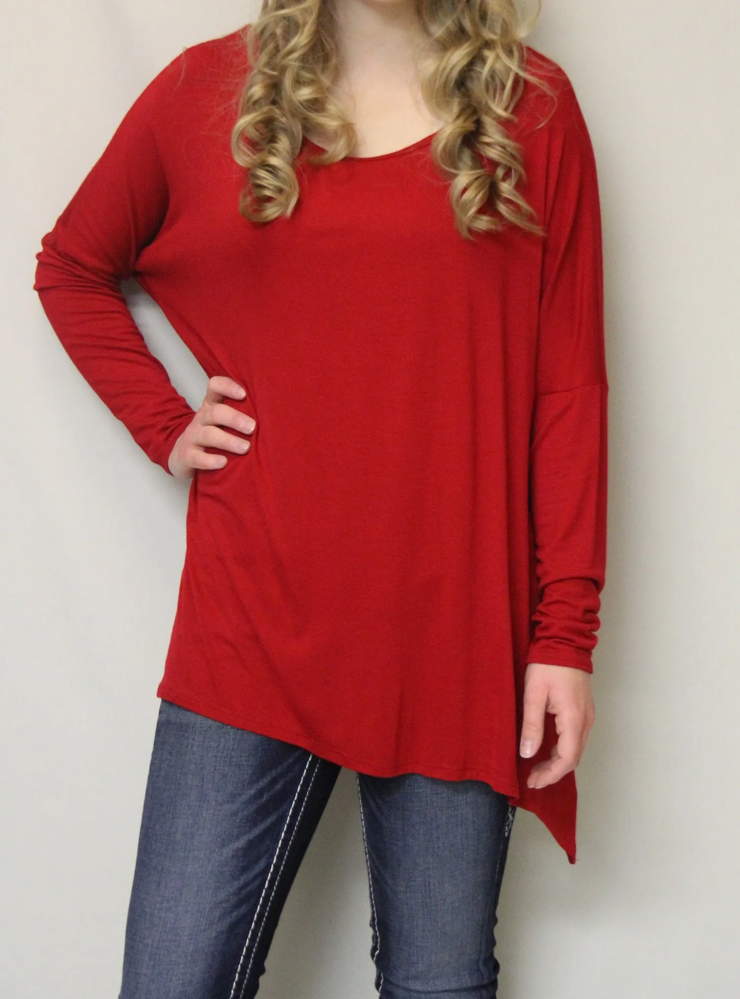 Luxe USA | Slouchy Dolman Top Red
