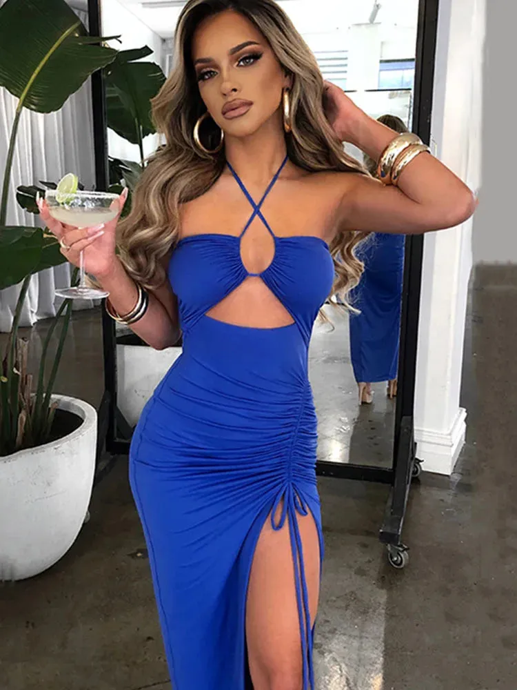 Luxe Vibe™ | Women's Sleeveless Midi Dress | Backless Bodycon Design, Slim Fit for Night Club Parties