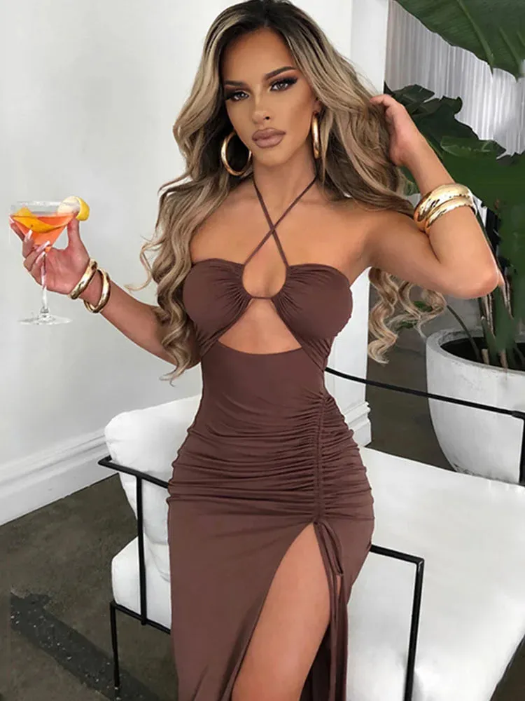 Luxe Vibe™ | Women's Sleeveless Midi Dress | Backless Bodycon Design, Slim Fit for Night Club Parties