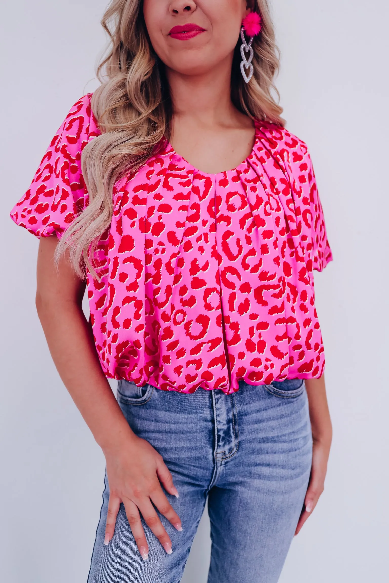 Luxurious Leopard Print Bubble Crop Top