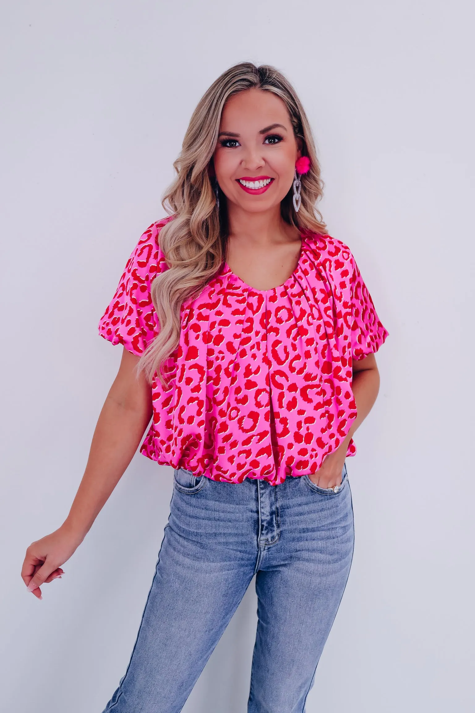 Luxurious Leopard Print Bubble Crop Top