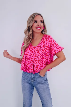 Luxurious Leopard Print Bubble Crop Top