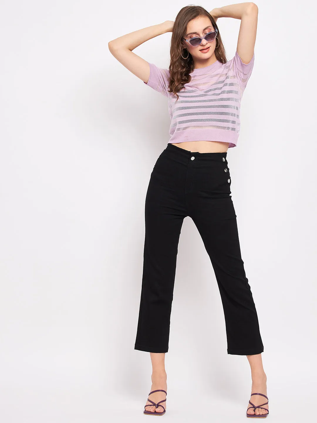Madame Mauve Solid Round Neck Top