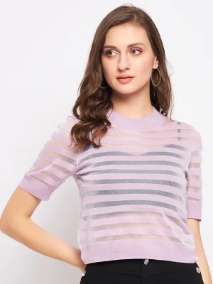 Madame Mauve Solid Round Neck Top