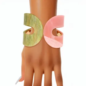 Marbled Pink Green Hinge Cuff Bracelet