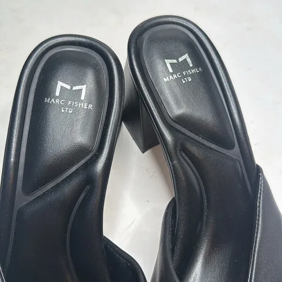 Marc Fisher Women's Calia Heeled Black Leather Sandals NWOT S-277 Sz 9.5