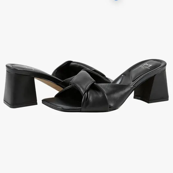 Marc Fisher Women's Calia Heeled Black Leather Sandals NWOT S-277 Sz 9.5