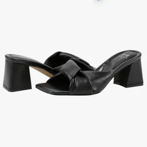 Marc Fisher Women's Calia Heeled Black Leather Sandals NWOT S-277 Sz 9.5