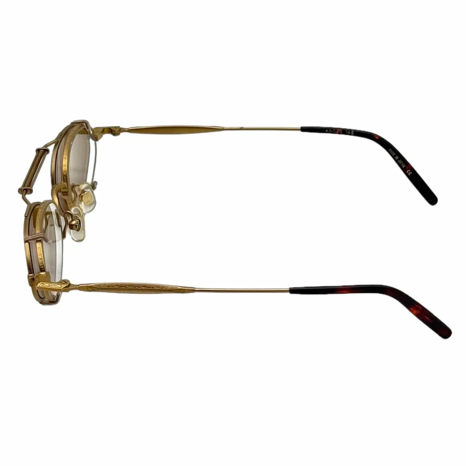 MATSUDA Vintage Eyeglasses with Clip-On Shades - Gold