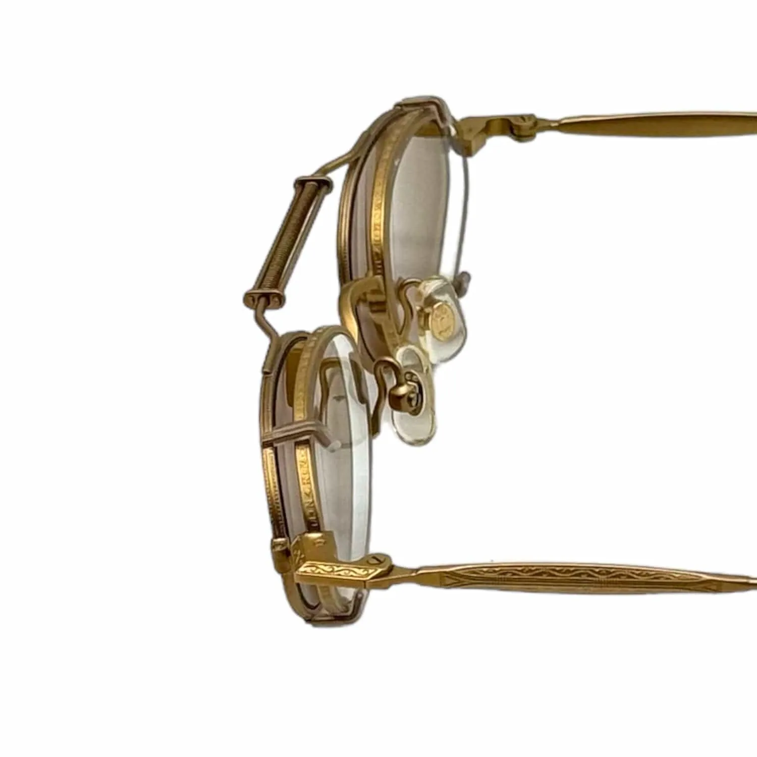 MATSUDA Vintage Eyeglasses with Clip-On Shades - Gold