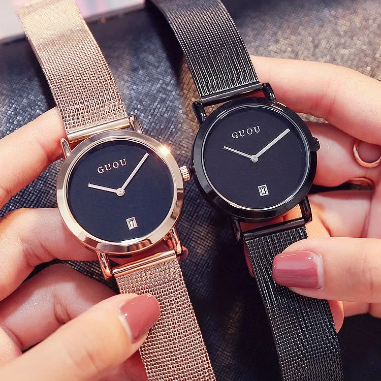 Mesh Strap With Calendar Women's Watch