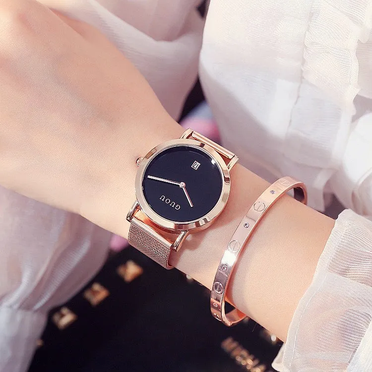 Mesh Strap With Calendar Women's Watch