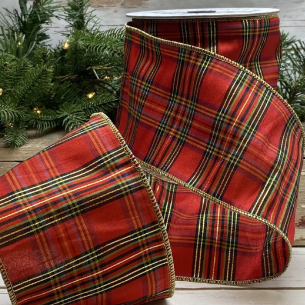 Metallic Dupion Plaid Ribbon
