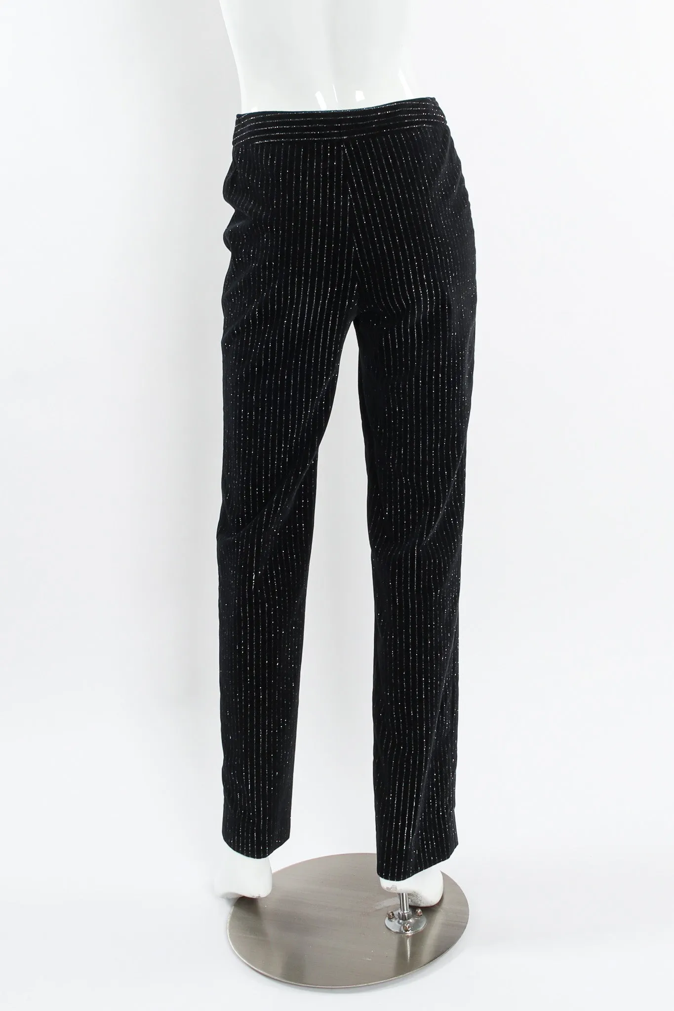 Metallic Pinstripe Velvet Pant