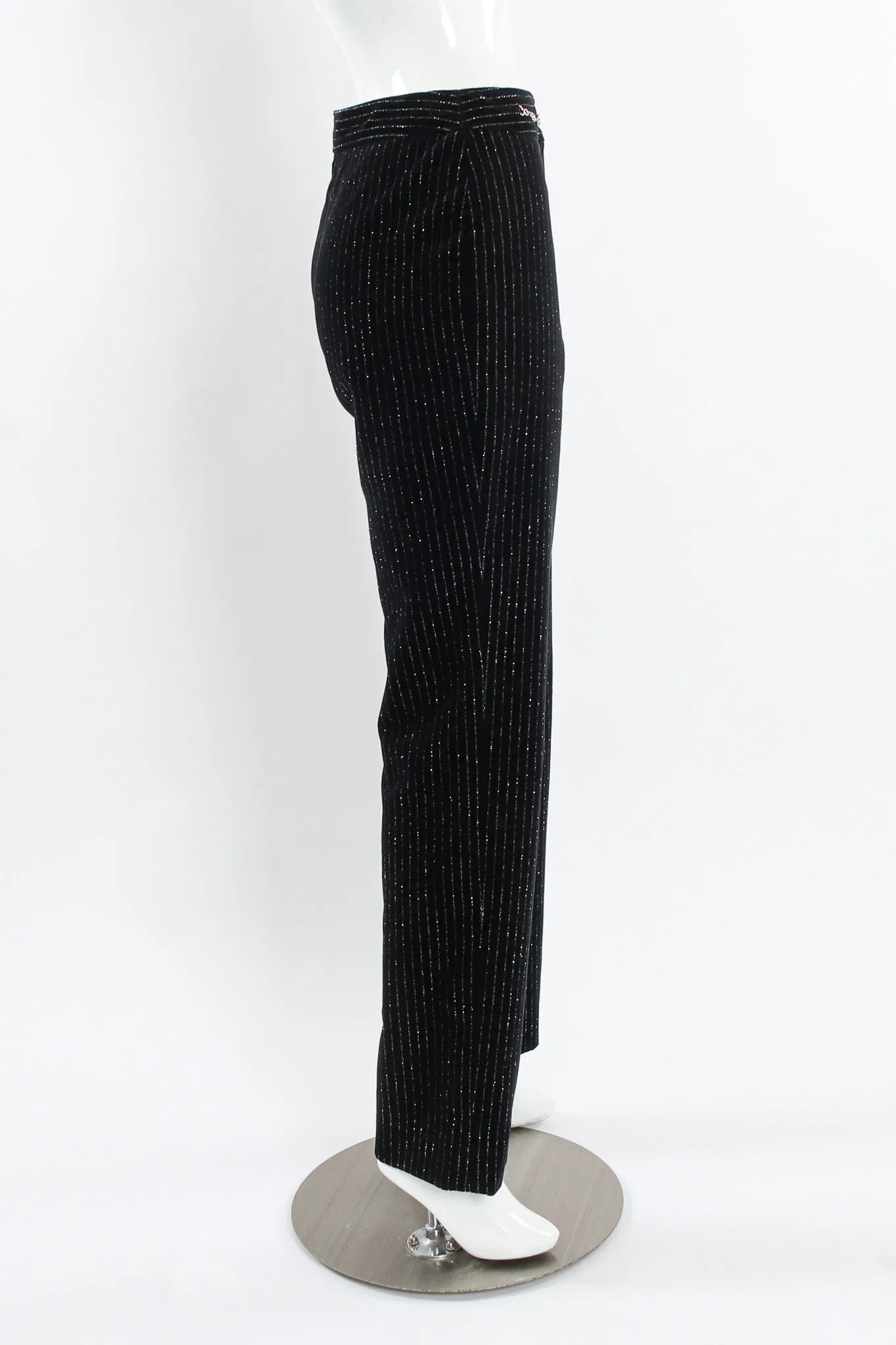 Metallic Pinstripe Velvet Pant
