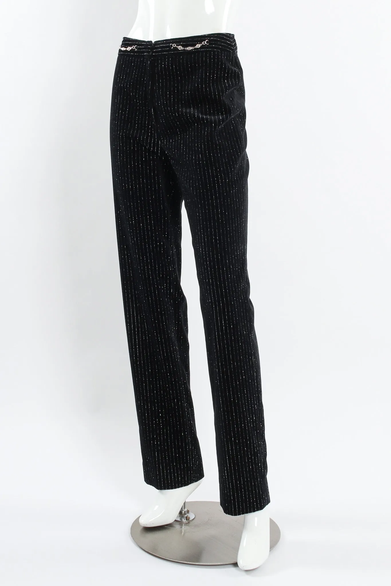 Metallic Pinstripe Velvet Pant