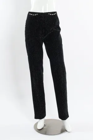 Metallic Pinstripe Velvet Pant