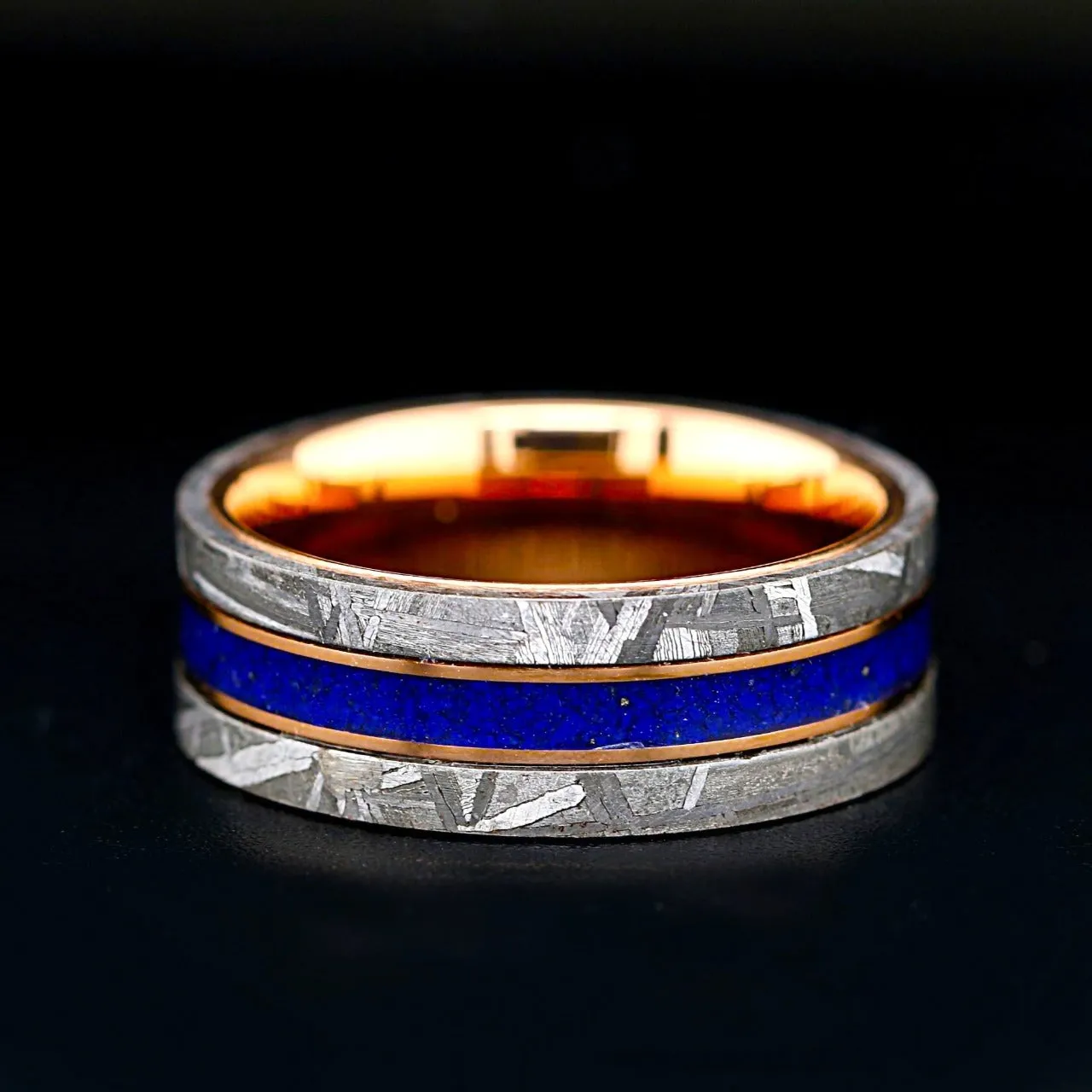 Meteor Pear - 3 pcs Couple Engagement Ring Set | Gold Plated Ring for Women | Meteorite Wedding Bands for Him & Her