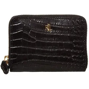 Mini Croc Embossed Small Zip Wallet Black