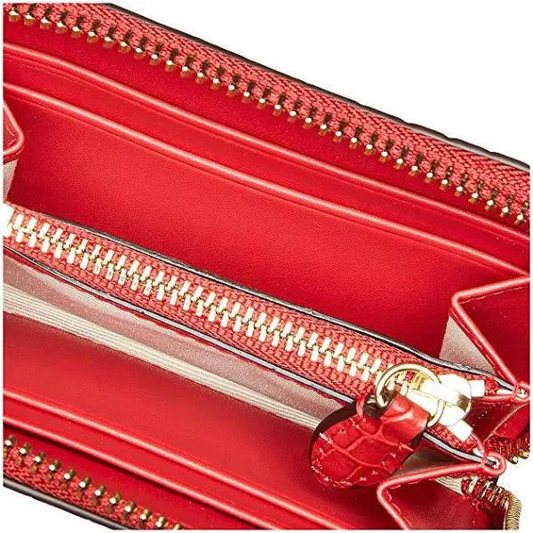 Mini Croc Embossed Small Zip Wallet Red