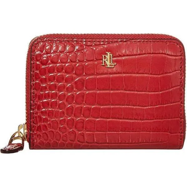 Mini Croc Embossed Small Zip Wallet Red
